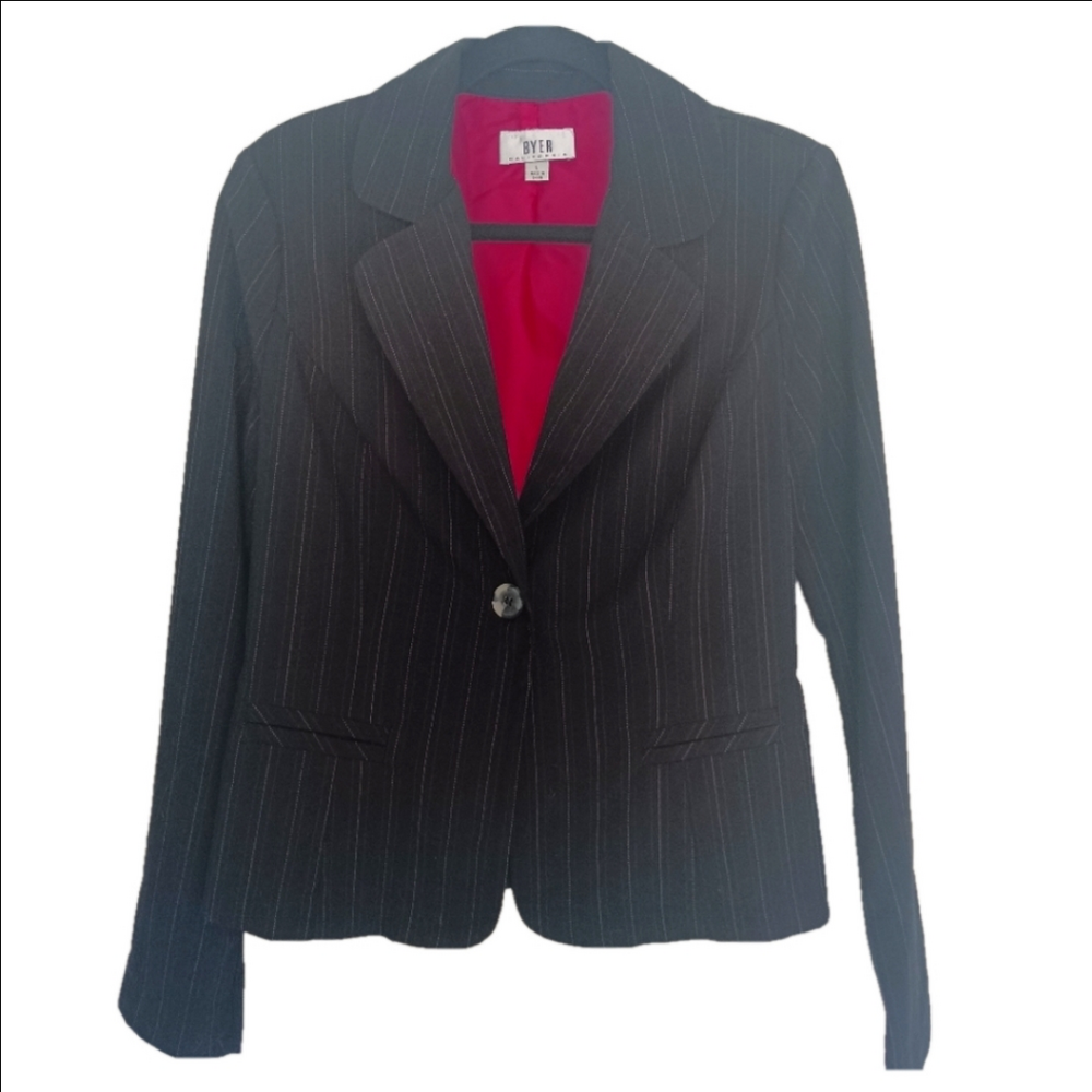 Byer‎ Black Pin Stripped Jacket Blazer Lined Long Sleeve US Size Large